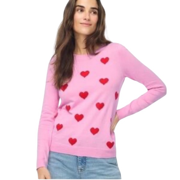 J. Crew Sweaters - J.Crew NWT Heart Print Knit 100% Cotton Valentine’s Teddie Sweater Pink Size XS